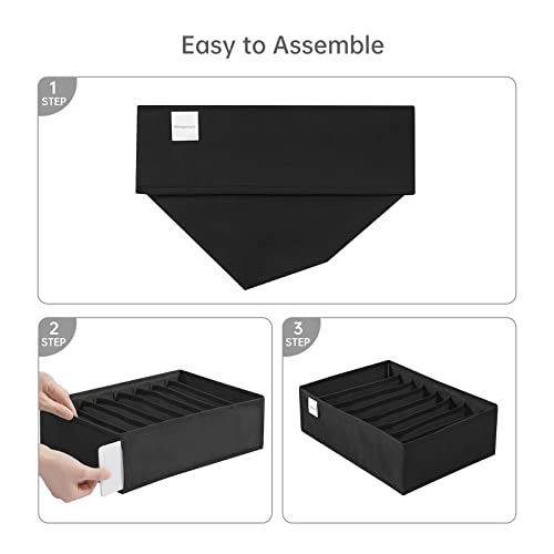 4 Packs T-shirt Drawer Organizers for Clothing,8 Grids Compartment Wardrobe Storage Box, Washable Clothes Organizer for Folded Clothes, Legging, Silk Scarve-Black - color: Black, size: 8 GRIDS-SMALL SIZE