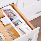 YouCopia DrawerFit Expandable Kitchen Drawer Organizer: Sliding Storage Tray for Utensils & Accessories in Deep Drawers, Expandable 15–23" wide, White Speckled BPA-free - style: Sorter