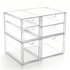 Prsildan Acrylic Drawer Makeup Organizer with 6 Drawers (Not for Baby Bottle), Set of 2 Office Desk Organizers Accessories, Clear Stackable Storage Drawers for Vanity, Craft (Largest Drawer 4" Tall) - style: 6 Drawers
