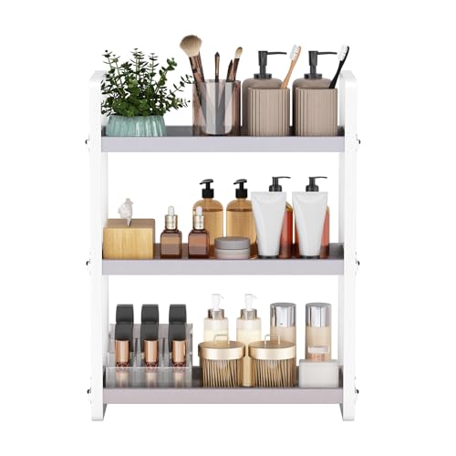 HNRLOY Bathroom Counter Organizer,Bathroom Countertop Organizer,Counter Shelf,Countertop Storage,Organization and Storage,Makeup Shelf,Sink Caddy(Grey 3 Tier) - color: Grey 3 Tier