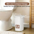 CEROELDA 3 Pack Bathroom Trash Can with Lid, 10L/2.6 Gal Small Garbage Can with Press Top Lid, Slim Plastic Waste Basket for Toilet, Office, Bedroom (White, 3 Pack) - color: 3 Pack-White