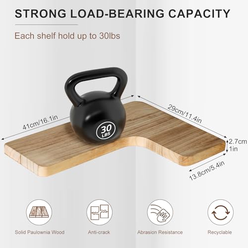 Floating Corner Shelves, Wall Shelf Set of 3, Shelves for Wall Storage, Solid Wood Shelves for Storage, Wall Mount Wooden Display Shelf for Bathroom Bedroom Kitchen Garage (Light 3Pcs) - color: Light 3 Pcs