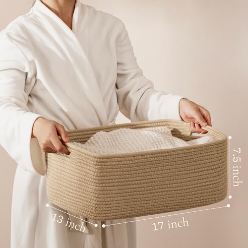 UBBCARE 2 Pack Storage Baskets for Shelves, Large Woven Storage Baskets, Dog Toy Bins, Baskets for Organizing Clothes, Towels, Books, Blanket, 17"L x 13"W x 7.5"H, Brown - color: Brown, size: 2 Pack-17"(L)×13"(W)x7.5"(H)