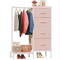 HIGDBFE Dresser with Hanging Rack, 4 Drawers Small Closet for Bedroom, Reversible Fabric Kids Chest of Drawers with Clothes Rack, Tall Storage Tower, Sturdy Frame, Pink, 44''H - color: Pink