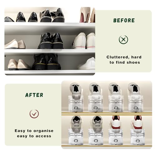FENRUNXU Shoe Slots Organizer for Closet,36 Pack Shoe Stacker Shoes Rack Organizer for Closet Space Saver Storage Shoe Holder Organization(Transparent) - color: Transparent, size: 36 Pack