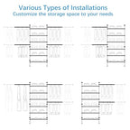 Timate S3X PLUS Closet System, Expandable Wall Mounted Closet with 6 Adjustable Shelves & 4 Expandable Hanger Rods, Industrial Pipe Clothing Rack for Hanging Clothes, Fits Spaces 6'11"- 9'10", Black - color: Black, size: S3X PLUS