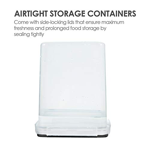 Vtopmart 4 PCS Large Food Storage Containers 5.2L / 175oz, 4 Pieces BPA Free Plastic Airtight Canisters for Flour, Sugar, Baking Supplies, Rice with Lids, 4 Measuring Cups and 24 Labels, Black - color: Black, size: 5.2L