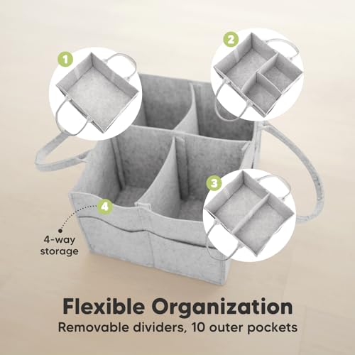 KeaBabies Baby Diaper Caddy Organizer with Handle - Portable Baby Car Organizers and Storage for Nursery, Changing Table, Large Shower Gift Basket for New Mom Gifts & Boy Girl Registry (Classic Gray) - color: Classic Gray