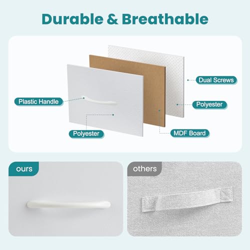OLIXIS 7 Drawer Closet Organizer Chest, Fabric Storage Tower with Sturdy Steel Frame, Wooden Top & Easy Pull Fabric Bins, Dresser for Bedroom Living Room Entryway Clothes Organization, White - color: White, size: 11.8"D x 39.4"W x 30.1"H (7 Drawers)