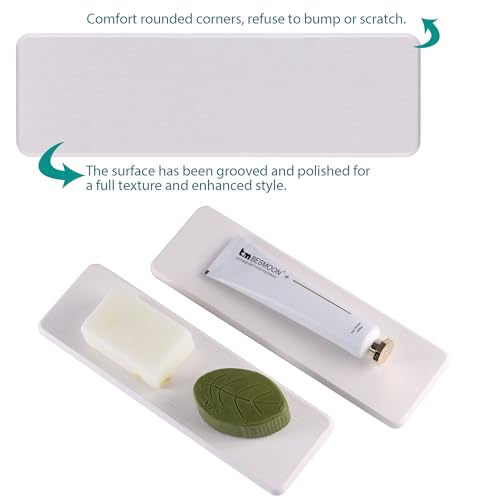 NiuYichee 2 Pcs Water Absorbing Stone Trays, Kitchen/Bathroom Sink Soap Dish, Diatomite Tray Used for Hand Soap & Cosmetic Bottles in The Modern Home, 3.15" W x 10.2" L, White - color: White, size: 10.2" x 3.15"