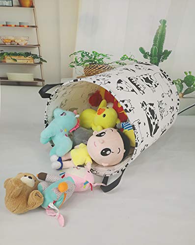 KUNRO Kids Laundry Hamper Clothes Gift Basket Storage Laundry Baskets Organizer Bin with Handles for Nursery Room (Cow) - color: Cow zoo