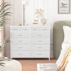 VASICAR Chest of Drawers for Bedroom with 12 Deep Drawers Tall Fabric Dresser, Storage Cabinet for Closet, Nursery, Bedside, Living Room, Entryway, Hallway (White) - color: White