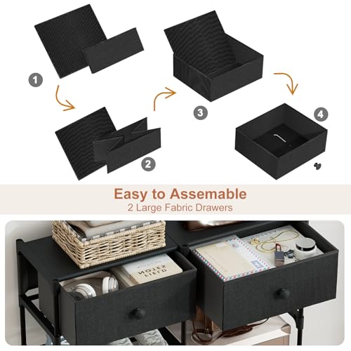 Tall Shoe Rack, 10 Tier Shoe Rack Organizer with 2 Large Drawers, Shoe Storage for 36-40 Pairs, Sturdy Metal Shoe Shelf Shoe Stand for Closet Entryway, Black Grey - color: Black Grey, size: 10 Tier