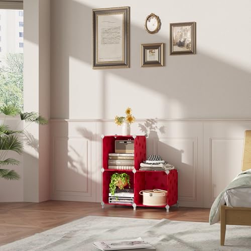 UNKU Cube Storage Organizer, 3 Cube Closet Organizer Storage Shelves, DIY Stackable Bookcase, Clothes Organizer Shelf for Closet, Bedroom, Living Room, Cabinet, Home, Office, Red - color: Green, size: 3cube