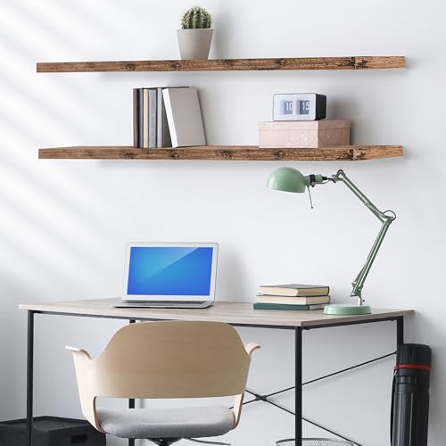 Sorbus Floating Shelves for Wall - 55 Inch Extra-Long Bathroom Shelves, Wall Decor for Bedroom, Kitchen, Living Room, Book Storage - Mounted Floating Shelf with Hidden Brackets (Mahogany, 2 Pack) - color: Mahogany, size: 55 Inch, style: 2 Pack
