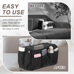 uxcell 2 Pcs Recliner Armchair Caddy, Couch Armrest Organizer with 14 Pockets for Bedside Sofa Remote Control Holder Magazine Phone Book Glasses (Black, 20" x 7" x 9") - color: Black