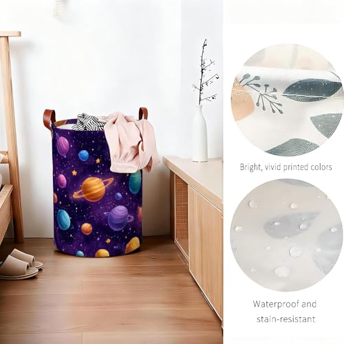 Funky Laundry Basket Outer Space Galaxy Collapsible Laundry Baskets Oxford Cloth Storage Bin Colorful Laundry Hamper for Kids Room Spring Decor 15.75x15.75x19.7" - color: Colorful595