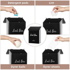 SUBEKYU Metal Magnetic Lint Bin for Laundry Room, Wall Mounted Lint Box Holder Trash Can with Lid for Dryer, Black - color: Black