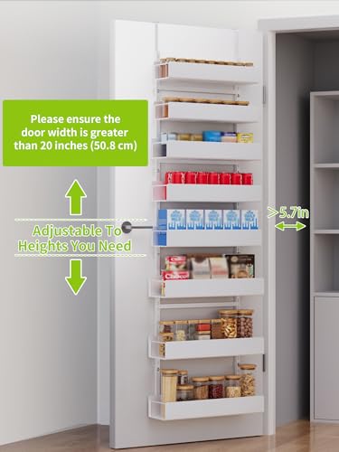 8-Tier Over the Door Pantry Organizer, Pantry Organization and Storage, Hanging Door Spice Rack Metal Shelving, Home & Kitchen Bedroom Bathroom, White - color: WhitePlate, size: 8-Tier