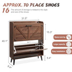 Barnyatoh Shoe Storage Cabinet with 2 Flip Drawers, Farmhouse Hidden Shoe Organizer, Narrow Slim Shoe Rack Cabinet for Entryway Hallway,Walnut - color: Walnut