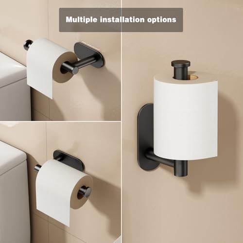 Voldra Toilet Paper Holder, Self Adhesive Toilet Paper Holder Wall Mount, SUS 304 Stainless Steel Toilet Tissue Roll Holder No Drilling for Bathroom Porta Papel de Baño (Matte Black, Classic) - color: Black, size: Classic