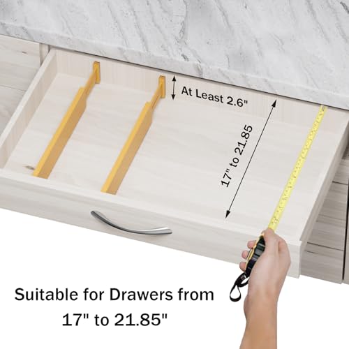 BAMBUROBA Bamboo Drawer Dividers, Adjustable Expandable Drawer Organization Separators - 17-22" for Bedroom, Bathroom, Dresser and Office - 8-Pack - style: bamboo-8Pack