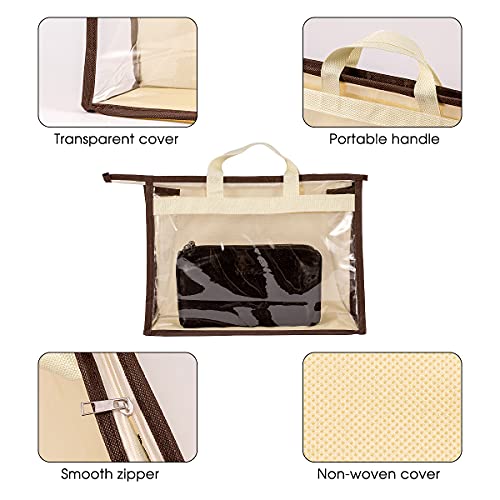CINPIUK Clear Handbag Storage Bags Purse Organizer for Closet, Zipper Hanging Storage Bag for Handbags, M - color: Beige, size: M-1PCS