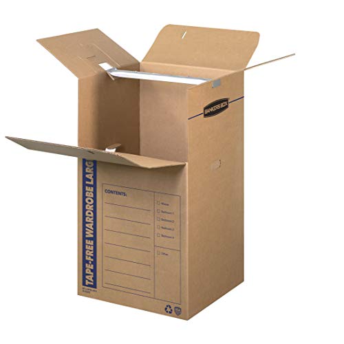 Bankers Box Tall Wardrobe Box 3 Pack, Tape-Free Design, 24" x 24"x 40"(7710501) - style: Tape-Free Large