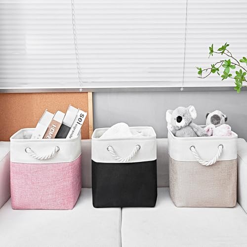 11x11 Inch Cube Storage Bins, 6 Pack Fabric Storage Cubes for Shelves, Cube Organizer Bins with Handles, Cloth Cubby Storage Bins for Home(White/black) - color: white black