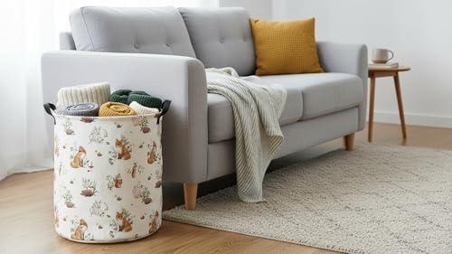 CLOCOR Large Laundry Basket,Waterproof Nursery Hamper,Collapsible Fabric Storage Container,Room Decor,Gift Basket（Watercolor Fox - color: Watercolor Fox