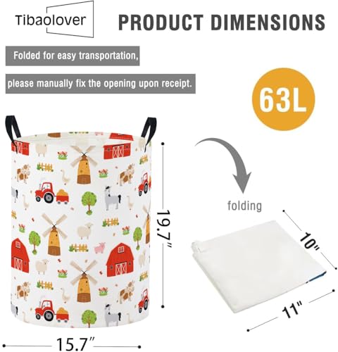 Baby Laundry Basket Baby Nursery Hamper Kids Laundry Basket Toy Storage Bin for Boys Room Decor Gift Baskets for Bedroom Bathroom(Farm) - color: Farm