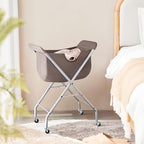 ELYKEN Laundry Cart with Wheels, 32”H Easy Rolling Laundry Hamper with Removable Liner Bag, Sturdy Metal Frame Clothes Basket with 4 Casters and 2 Brakes - color: Camel Brown, size: 23.2"L x 13"W x 32"H