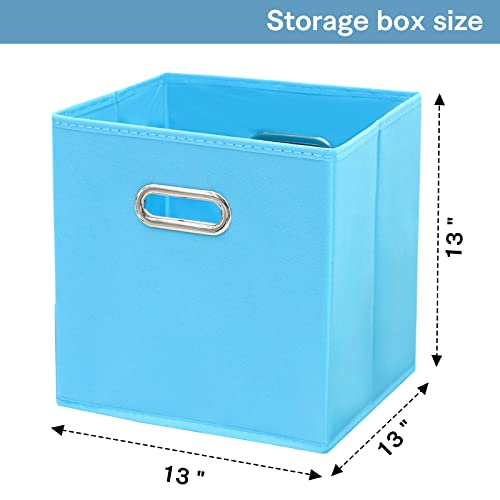 Black Fabric Cubby Storage Bins,13x13x13 Inches ,Cube Organizer Bin Foldable Storage Boxes with Dual Handles Fabric Organizer Box and collapsible Storage basket,Set of 3,Blue - color: Blue, size: 3 Pack
