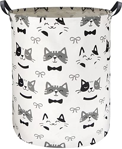 Large Storage Baskets,Waterproof Laundry Baskets,Collapsible Canvas Basket for Storage Bin for Kids Room,Toy Organizer,Home Decor,Baby Hamper(Bowknot Cat) - color: Bowknot Cat