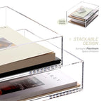SANRUI Paper Organizer for Desk,Acrylic Stackable Letter Tray, Clear Desk Organizer, Paper Sorter for Office,Home or School,2-Pack - style: A4 Vertical File Trays 2 Tier