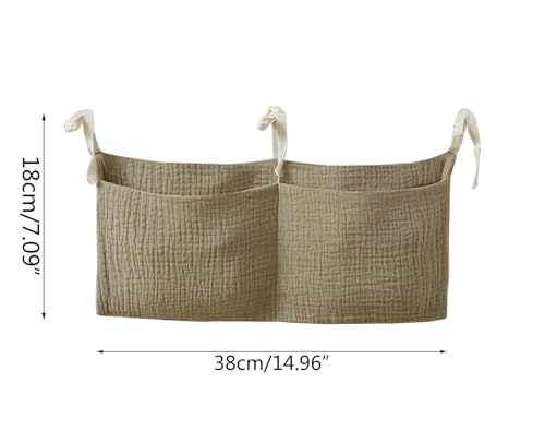 Bedside hanging bag for storing baby milk bottles and blankets - Baby diaper folding bed organizer bag - Brown - color: brown