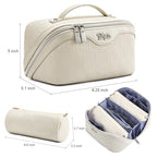 BOYATU Travel Makeup Bag for Women: Cosmetic Organizer Bag with Compartments - Leather Make up Bags Set of 3 (G-2-White) - color: G-2-White