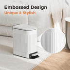TrashAid Slim Bathroom Trash Can with Lid Soft Close, 6 Liter/1.6 Gallon Stainless Steel Small Garbage Can with Removable Inner Bucket, Step Pedal, Slim Wastebasket for Toilet, Office, Bedroom, White - color: White