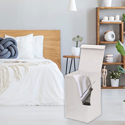 Simple Houseware Foldable Laundry Hamper Basket with Lid, White - color: White
