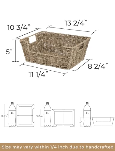 StorageWorks Wicker Storage Basket for Pantry Organizers and Storage, Stackable Seagrass Pantry Baskets for Shelves, 2-Pack - color: Natural(Seagrass), size: 13 ½"L x 10 ¾"W x 5"H