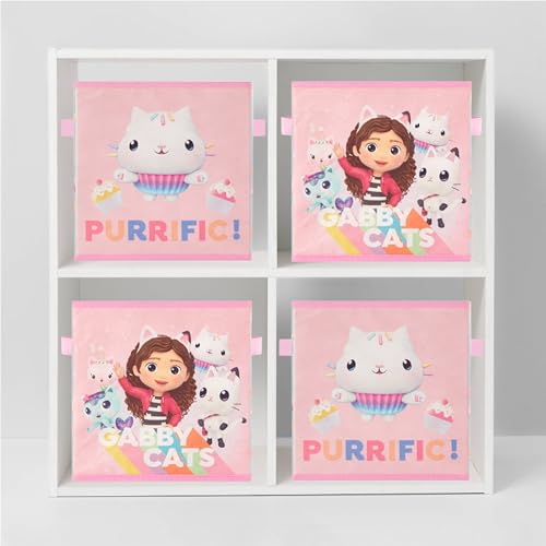 Gabby’s Dollhouse Set of 2 Collapsible Storage Cubes with Carry Handles, Kids Room & Playroom Organizer Bins, 10” x 10” - color: Gabbys Dollhouse