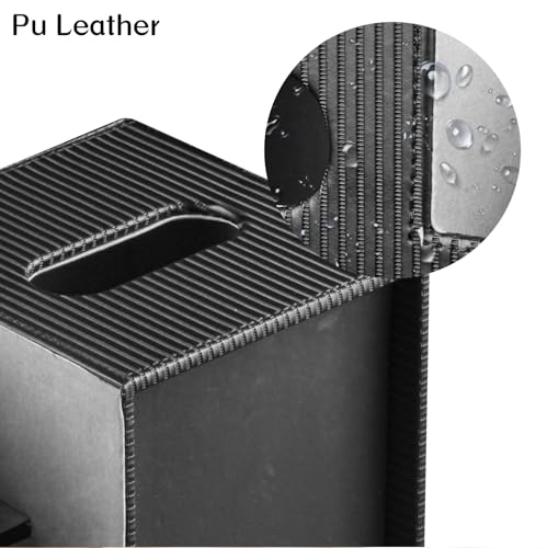 Modern PU Leather Cube Tissue Box Cover with Storage Tray, Multifunctional Remote Control Holder & Facial Tissue Dispenser Organizer for Nightstand, Bathroom, Bedroom, Office & Home Decor - color: Black