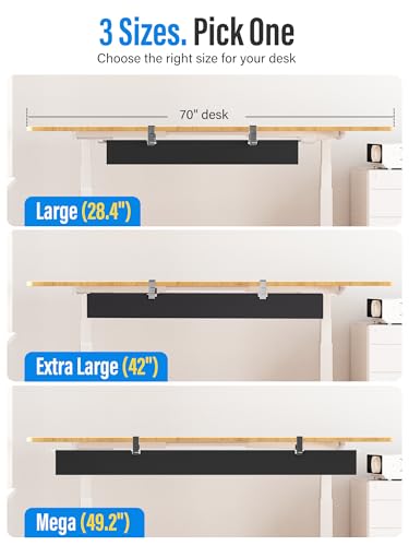 [Upgraded] Large Under Desk Cable Management Tray, Cinati Cable Management Under Desk No Drill, 42" Fabric Cord Hider for Wire Organizer, Cord Organizer for Office, Home - Supports Up to 30lbs Black - color: Black, size: Extra Large(42 inch)