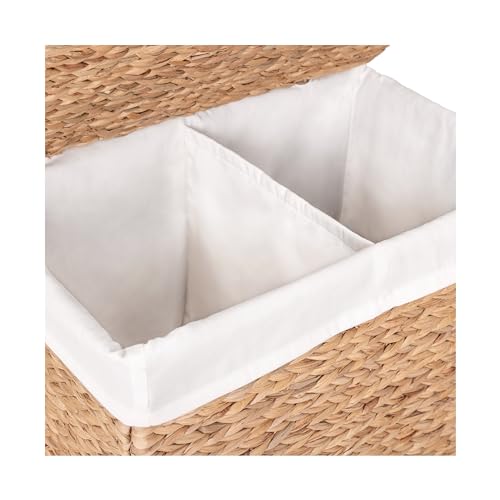 Seville Classics Premium Natural Handwoven Portable Laundry Bin Basket with Carrying Handles, Household Storage for Clothes, Linens, Sheets, Toys, Rattan, 3-Piece Hamper Set - color: Natural Water Hyacinth, size: Sorter on Gold Sphere Casters