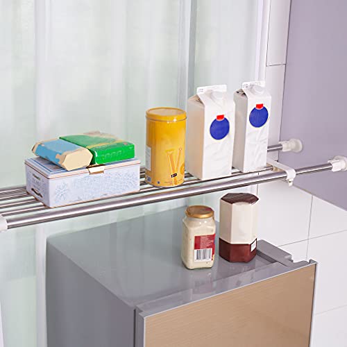 Hershii Expandable Tension Closet Shelf Rod Telescopic Stainless Steel Storage Rack Heavy Duty DIY Organizer Divider for Wardrobe Cupboard Kitchen Bathroom Garage - size: 117-188cm/46.06-74.01inches