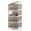 Giantex 4 Tier Stackable Storage Bins with Lids, 18 GalFoldable Shoe Storage Box with Detachable Wheels & Flip-Up Doors, Collapsible Closet Organizers and Storage Bins - size: 18Gal-4Pack