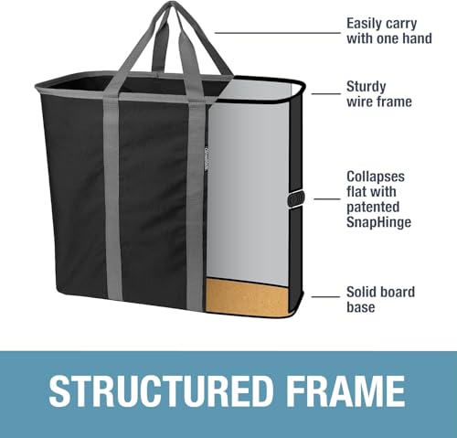 CleverMade Collapsible Laundry Caddy – Foldable Laundry Hamper & Tote, XXL 64L Pop-Up Laundry Basket with Handles, Space-Saving Laundry Organizer for Home, Dorm, Closet & Travel, 2 Pack - Black Gray - color: Black Gray