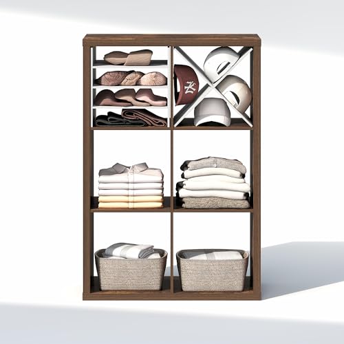 Furinno Cubic Closet Organizers and Storage, 6-Cube Closet Organizer, Open Shelf Closet Storage, Extra Thick Frame for Wardrobe, Bedroom, Living Room, Amber Pine - color: Amber Pine, size: 6-Cube
