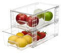2 Pack Stackable Storage Drawers,Plastic Organizers Bins, Drawers Storage with Handles and Movable Dividers for Organization and Storage in Fridge,Bathroom, Pantry, Kitchen Cabinets, Under Sink - size: 2Pack 4.4"H-with Dividers