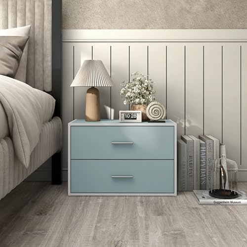 Homes: Inside + Out Apexa 2-Drawer Wooden Stackable Storage Drawers, Small Food Pantry Cabinet, Cajonera De Madera, Underbed Drawer Dorm Teen Room Decor & Bedroom, Home Office, Kitchen, Light Blue - color: Light Blue, size: 2-Drawer